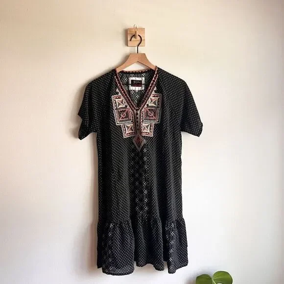 Johnny Was Biya Zoe 100% Silk Embroidered Dress Size XS